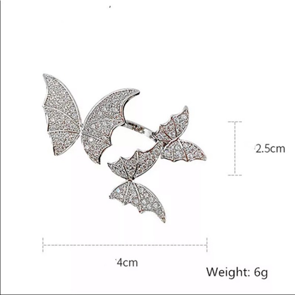 18K NEW 3 Butterfly Silver Ring - Picture 3 of 5